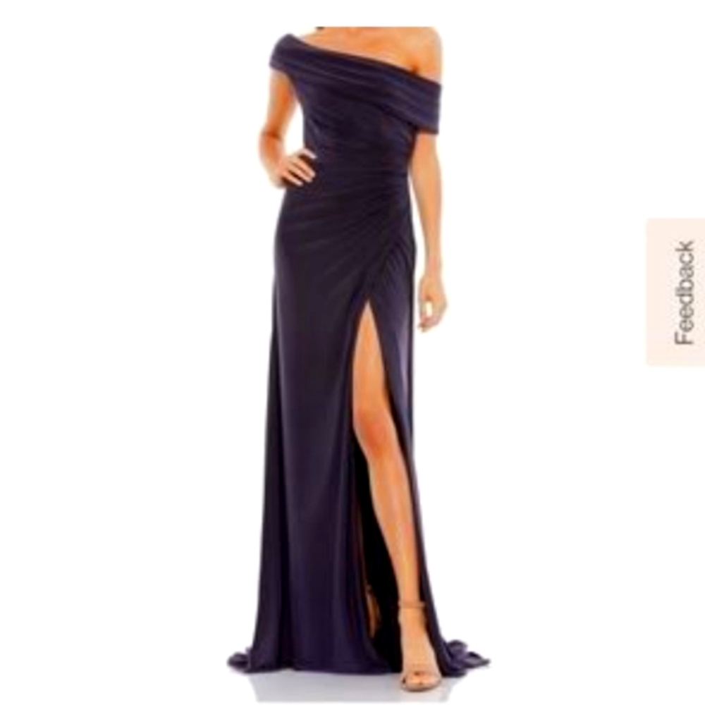 Mac Duggal Ieena Jersey Asymmetric Gown size 8